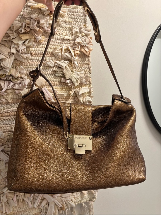 Jimmy Choo Handbags - Jimmy Choo Bronze Metallic Leather Shoulder Bag